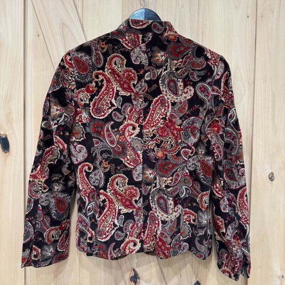 VTG Talbots 1-Button Blazer Jacket Velvet Silk Blend Floral Paisley 8P - Picture 10 of 11